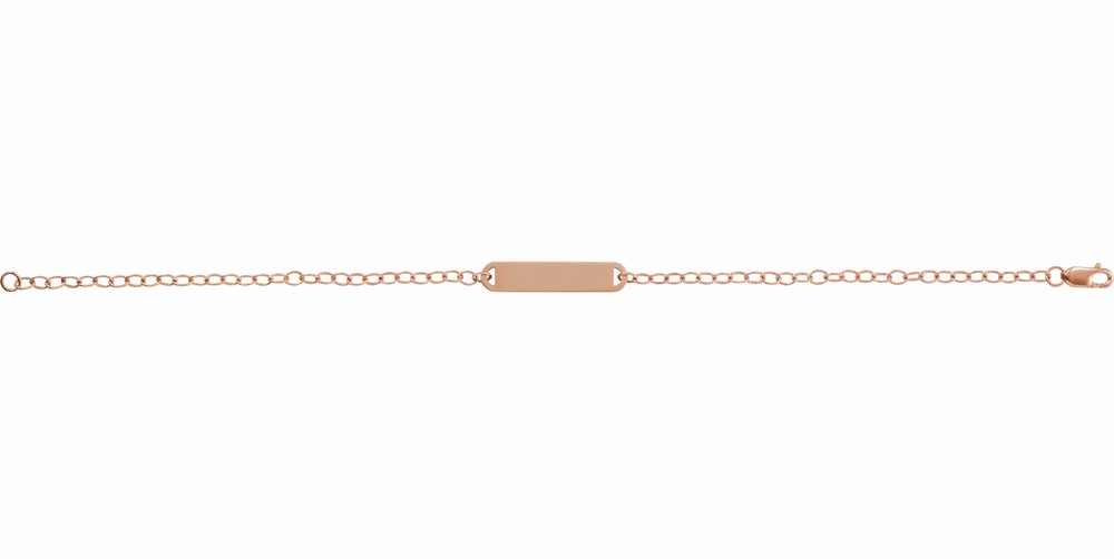 14K Rose Gold Engravable Bar 7" Bracelet