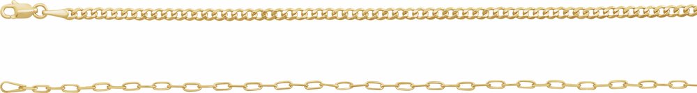 14K Yellow Gold 2.7 mm Curb & Paperclip-Style 18" Chain