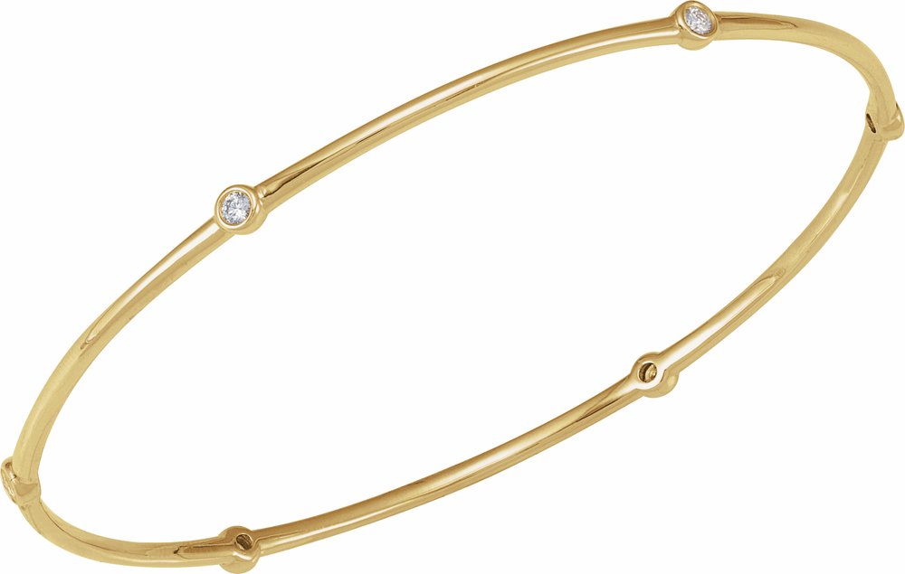 14K Yellow Gold 1/4 CTW Natural Diamond Bezel-Set Bangle 8" Bracelet