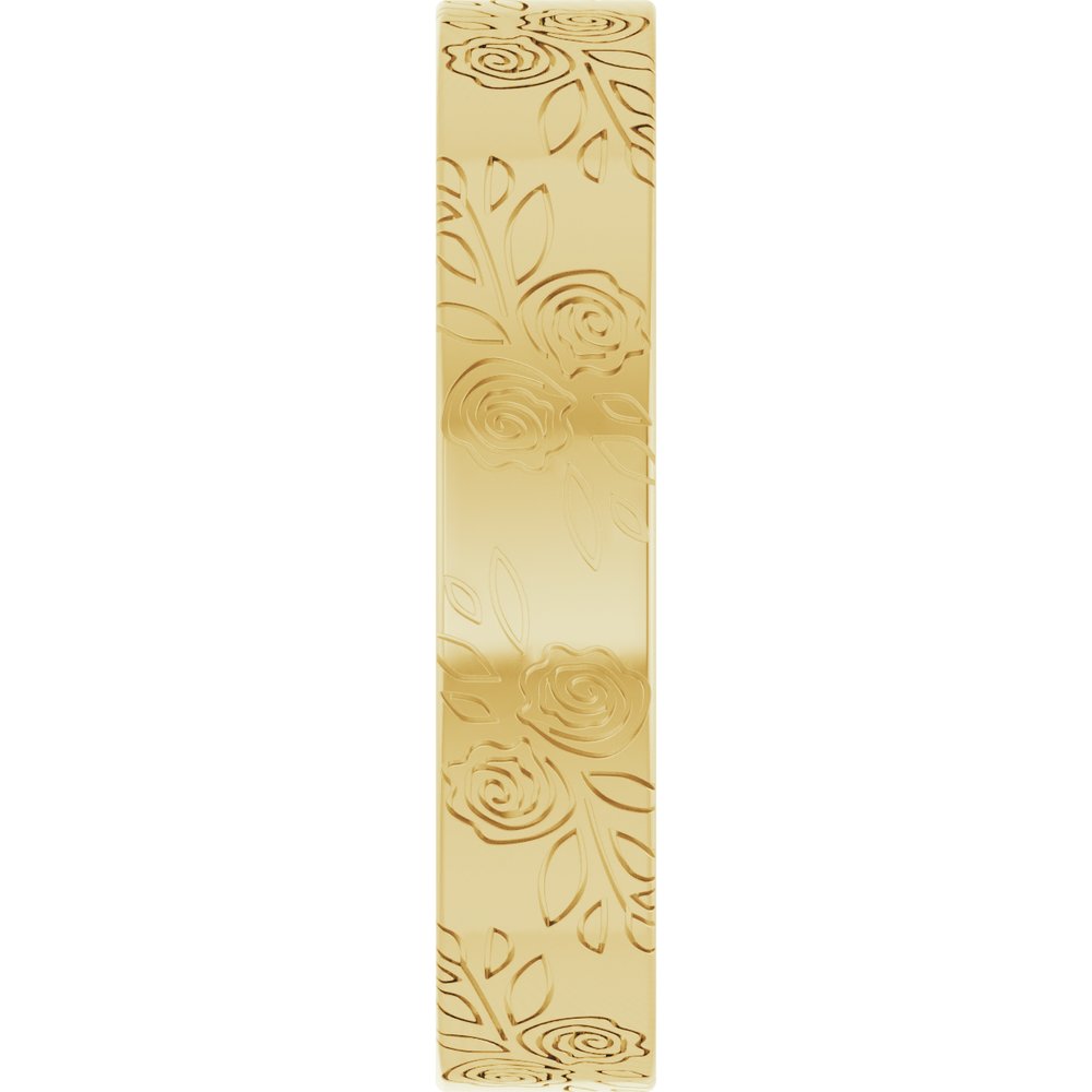 14K Yellow Gold 4 mm Floral Flat Band Size 8