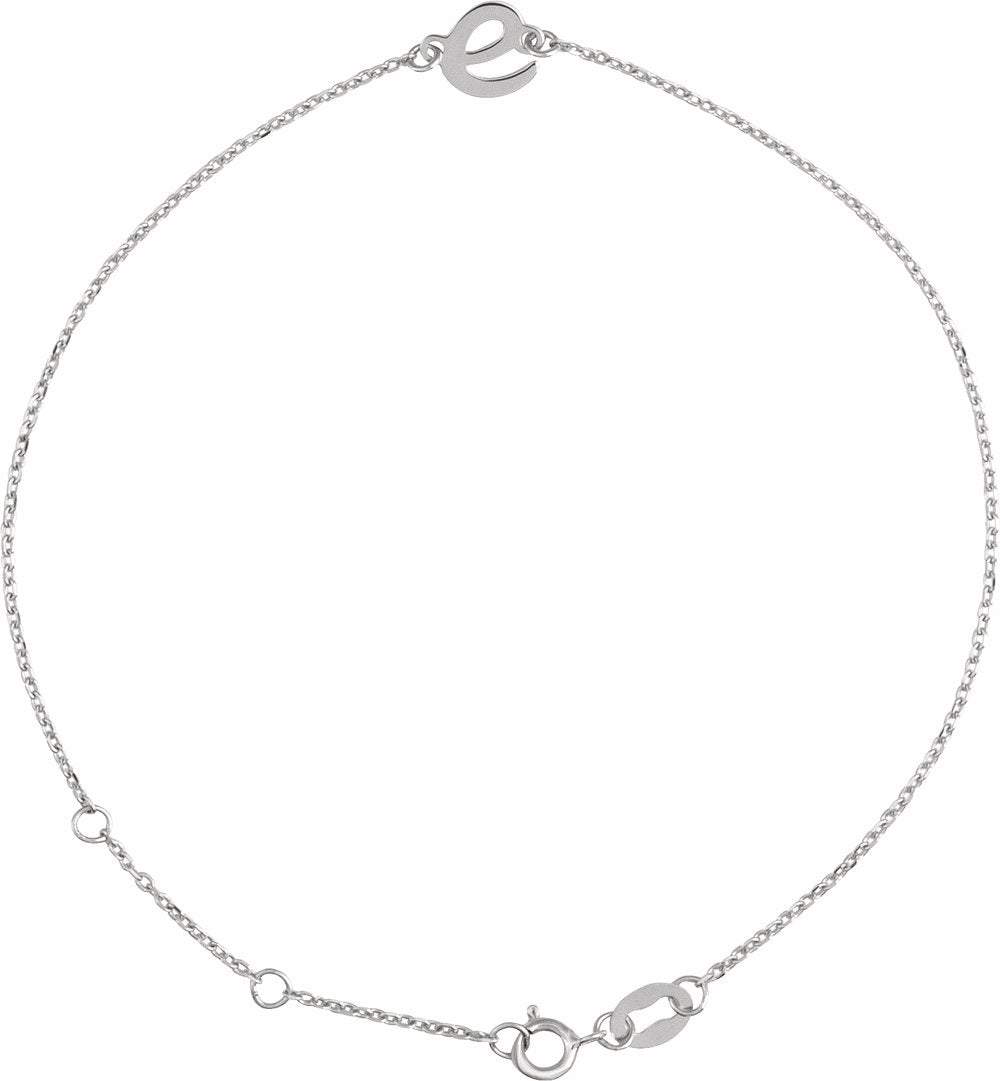 14K White Initial E 6 1/2-7 1/2" Bracelet