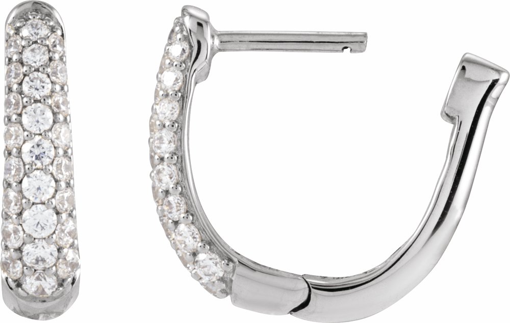 14K White Gold 1/5 CTW Lab-Grown Diamond 10.1 mm Hoop Earrings