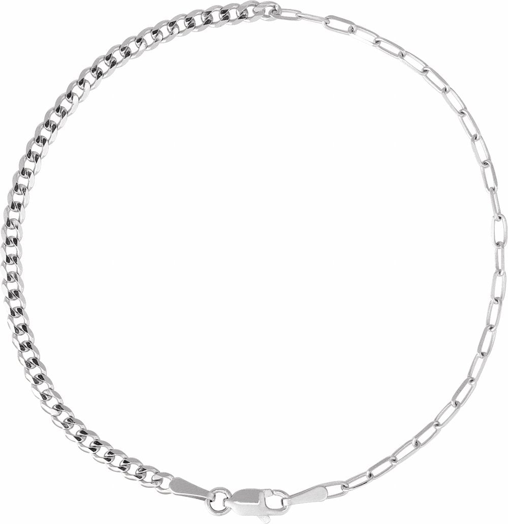 Sterling Silver 2.7 mm Curb & Paperclip-Style 7" Chain