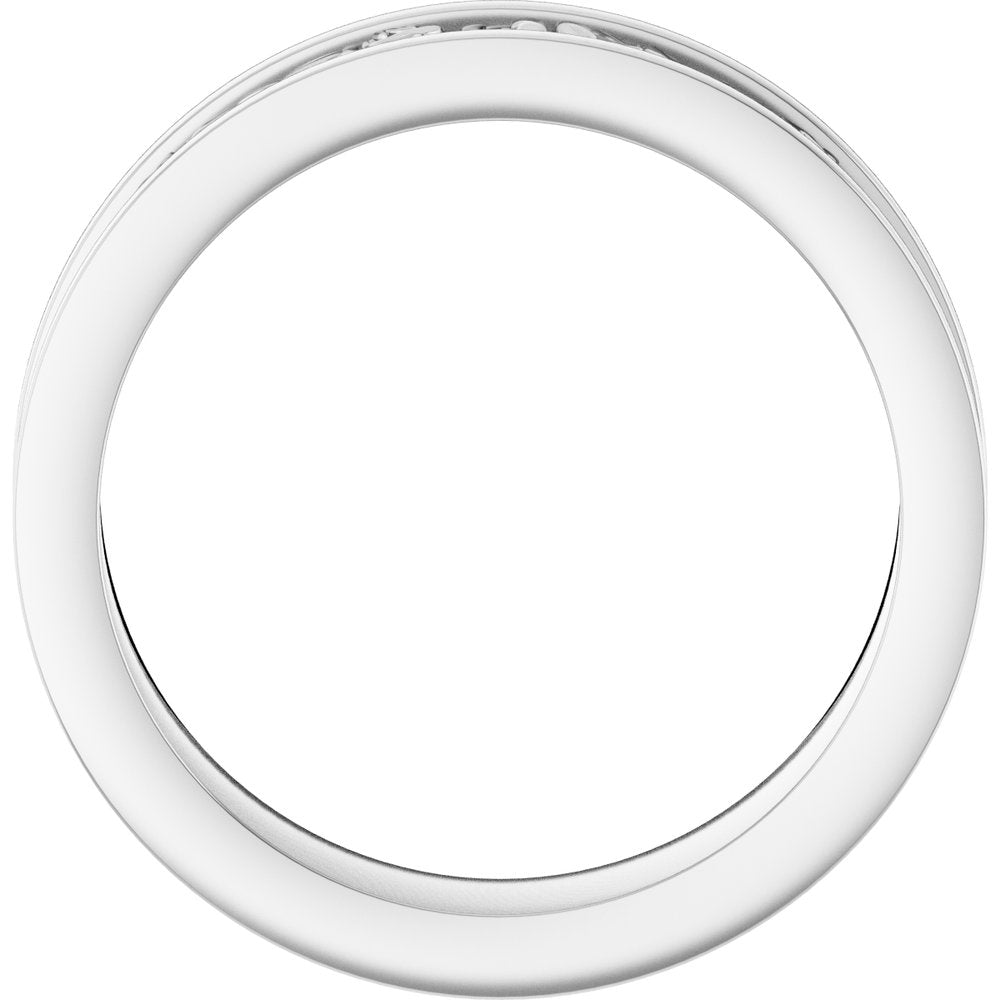 14K White 6.5 mm Sculptural Flat Band Size 10