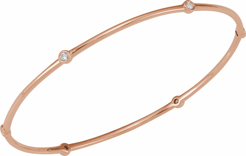 14K Rose Gold 1/4 CTW Natural Diamond Bezel-Set Bangle 8" Bracelet