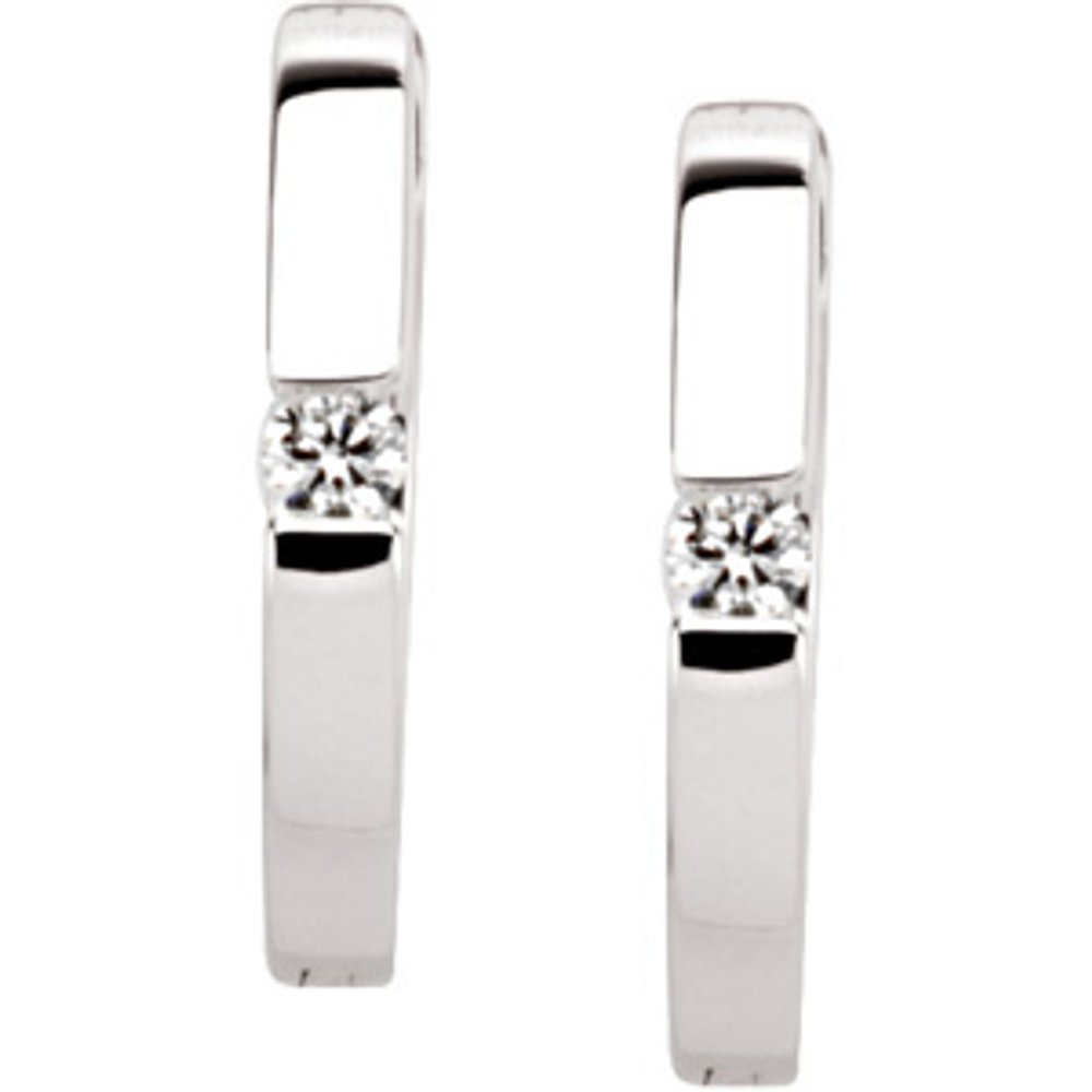 14K White .07 CTW Natural Diamond Hoop Earrings