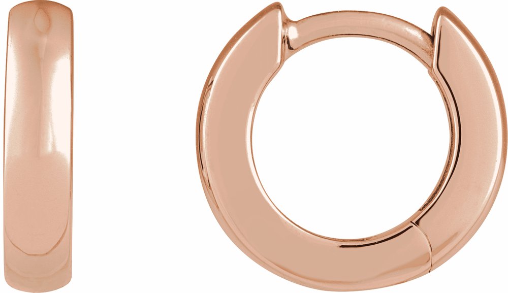 14K Rose Gold Hinged 12 mm Hoop Earrings