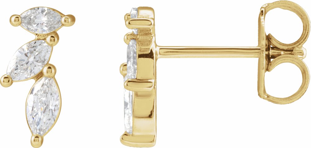 14K Yellow Gold 1/3 CTW Natural Diamond Nature-Inspired Earrings