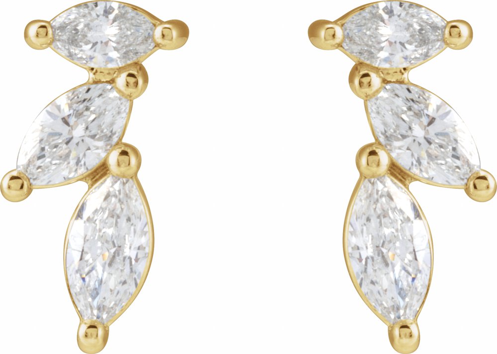 14K Yellow Gold 1/3 CTW Natural Diamond Nature-Inspired Earrings