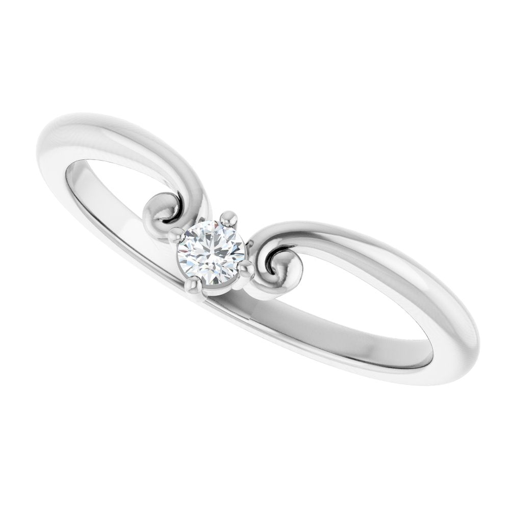 14K White Gold .06 CTW Natural Diamond Contour Band