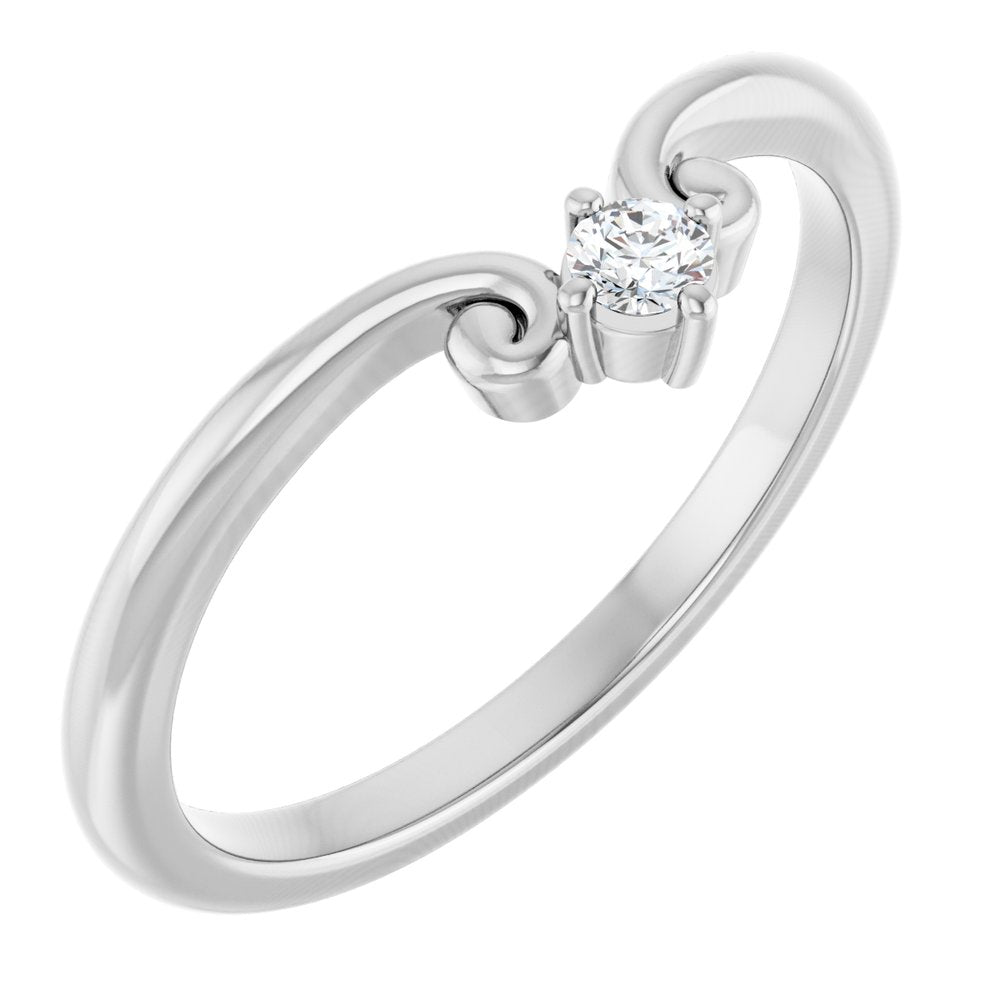 14K White Gold .06 CTW Natural Diamond Contour Band