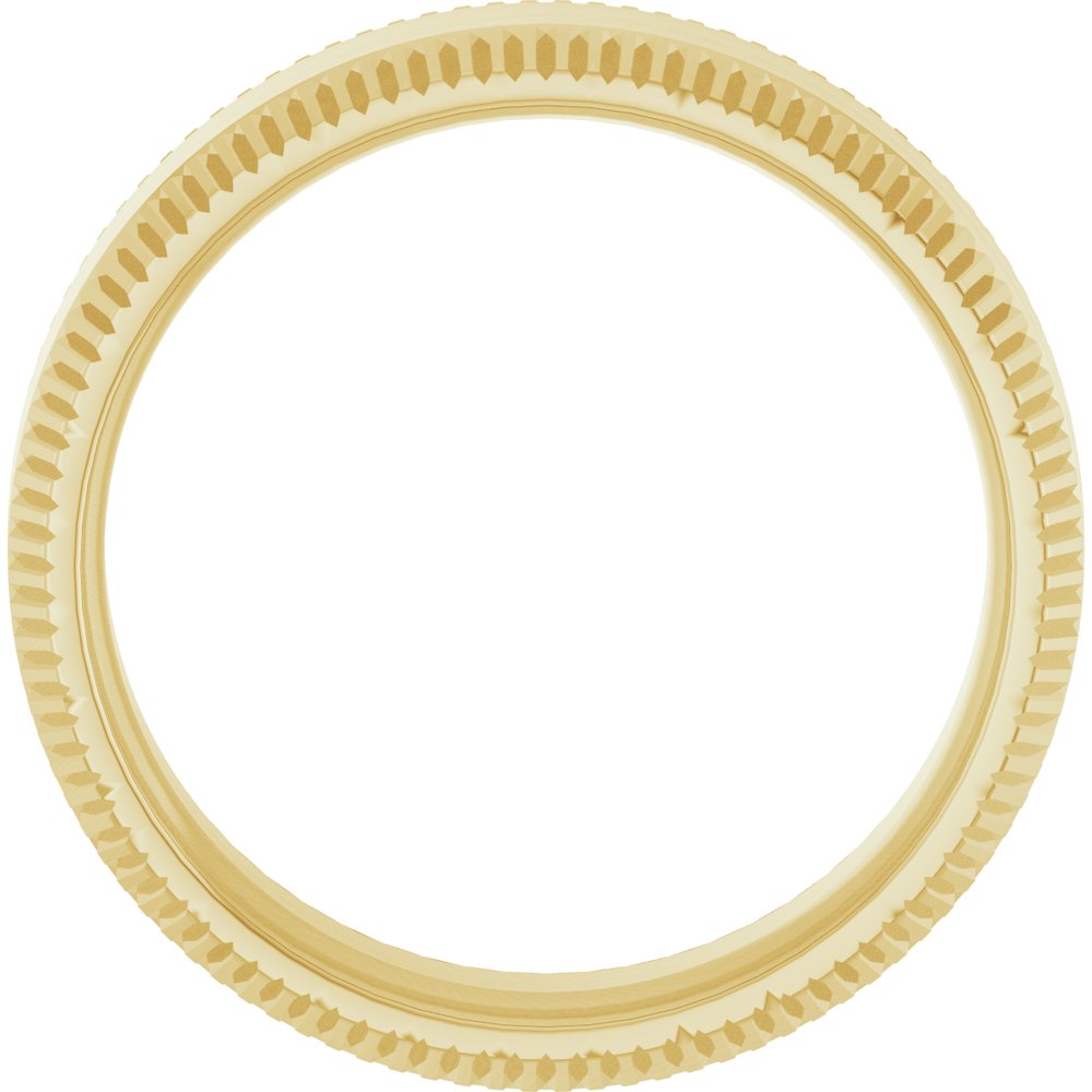 14K Yellow Gold 6 mm Beveled-Edge Grooved Comfort-Fit Half Round Band Size 10.5
