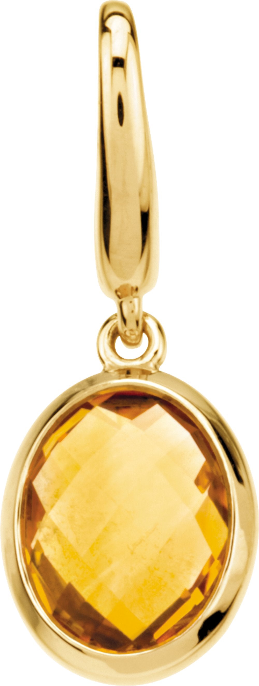 14K Yellow Gold Checkerboard Natural Citrine Charm/Pendant
