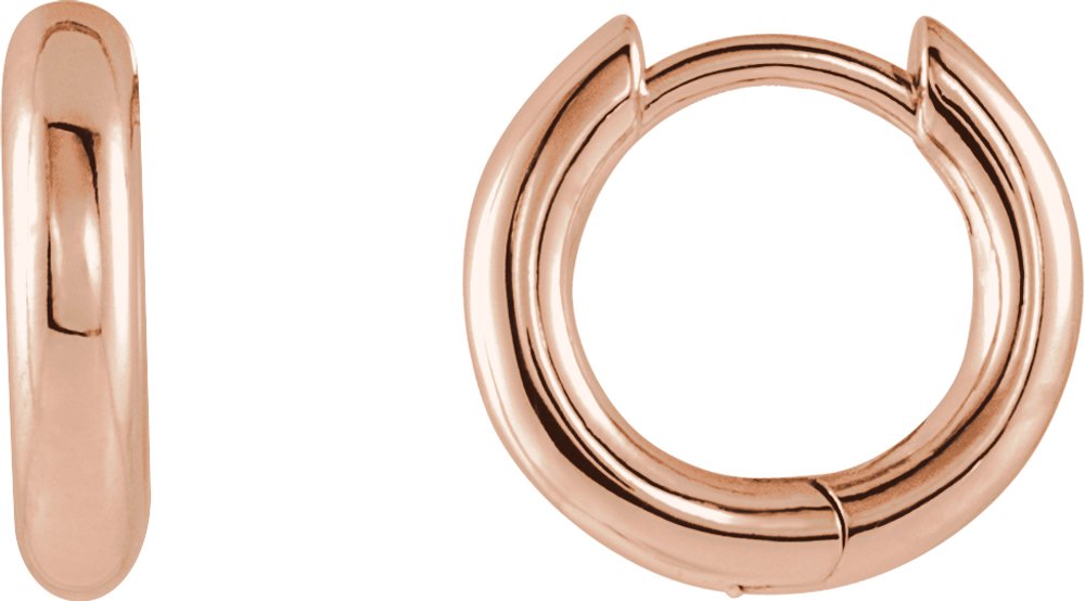 14K Rose Gold Hinged 12 mm Hoop Earrings