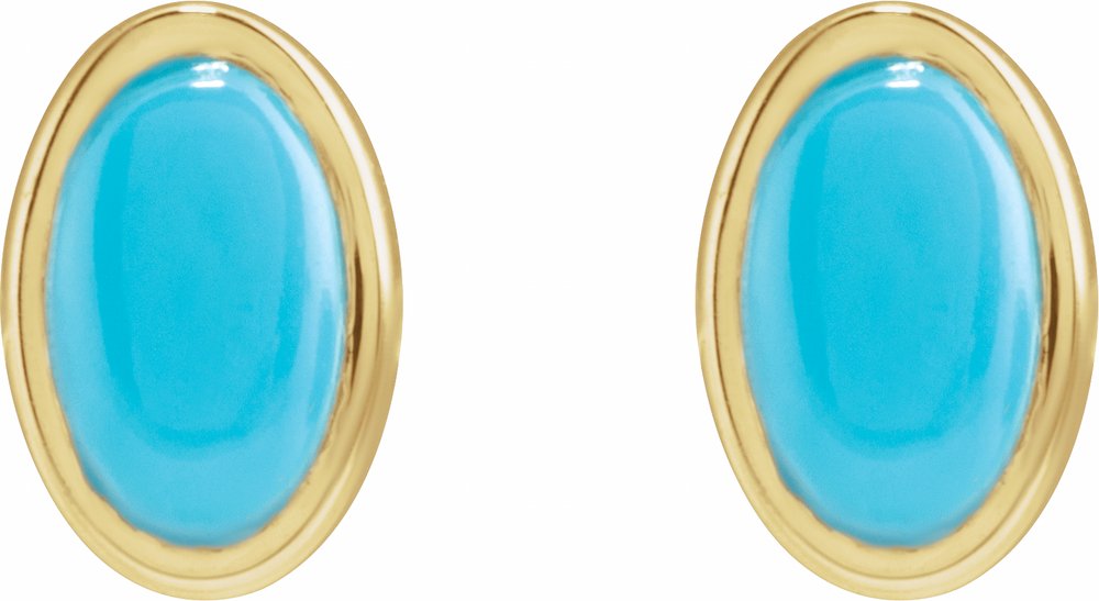 14K Yellow Natural Turquoise Earrings