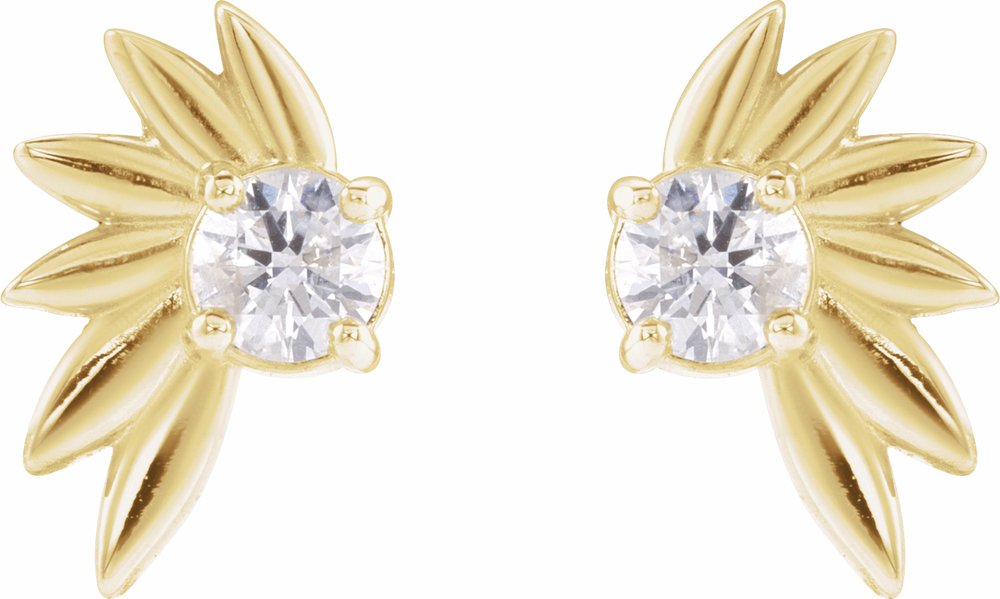 14K Yellow Gold 1/5 CTW Natural Diamond Half-Flower Earrings