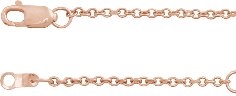 14K Rose Gold 1.5 mm Adjustable Cable 16-18" Chain