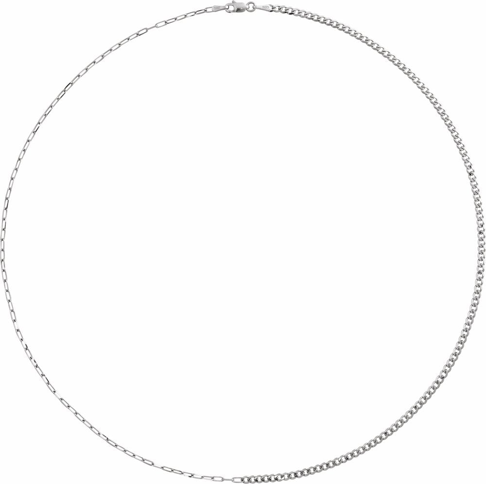 Sterling Silver 2.7 mm Curb & Paperclip-Style 16" Chain