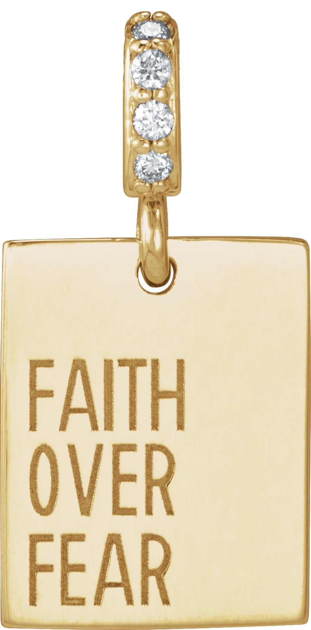 14K Yellow Gold .02 CTW Natural Diamond Faith Over Fear Pendant