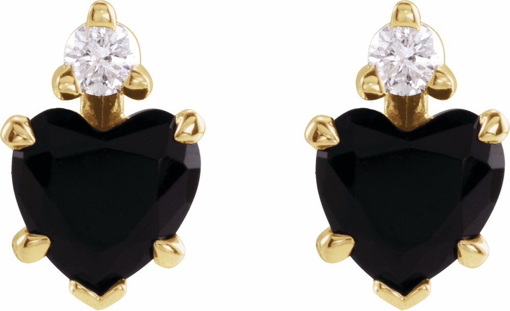 14K Yellow Natural Black Onyx & .06 Natural Diamond Stud Earrings