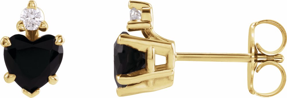 14K Yellow Natural Black Onyx & .06 Natural Diamond Stud Earrings