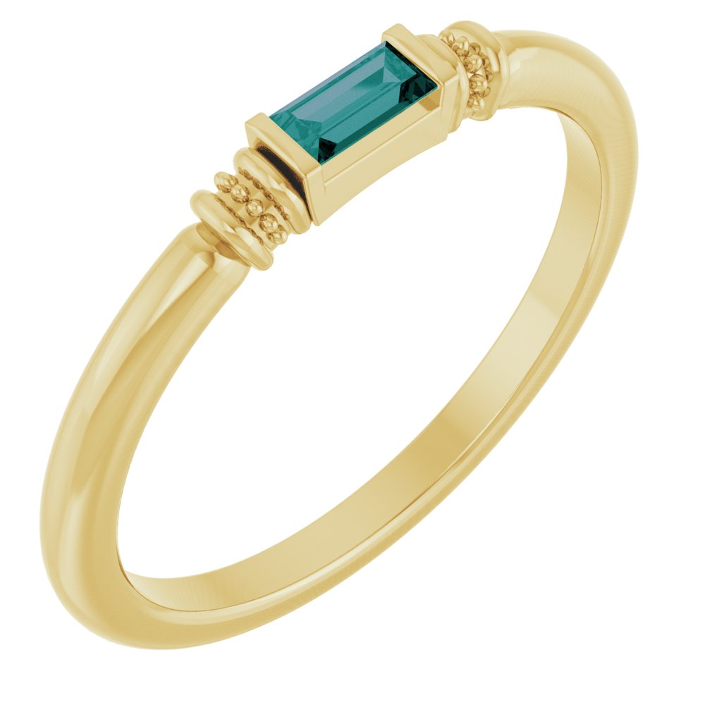 14K Yellow Gold Lab-Grown Alexandrite Stackable Ring