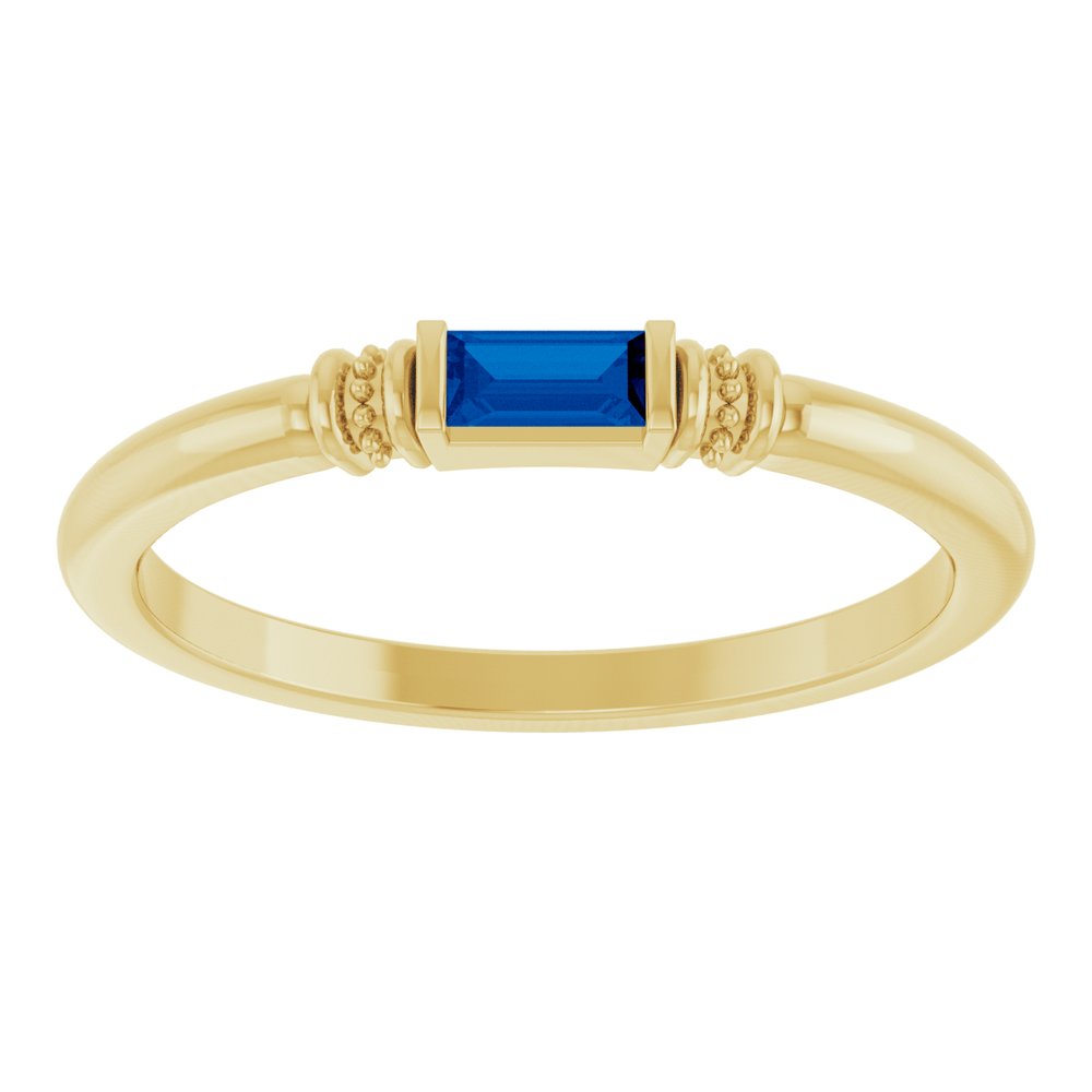 14K Yellow Gold Lab-Grown Blue Sapphire Stackable Ring