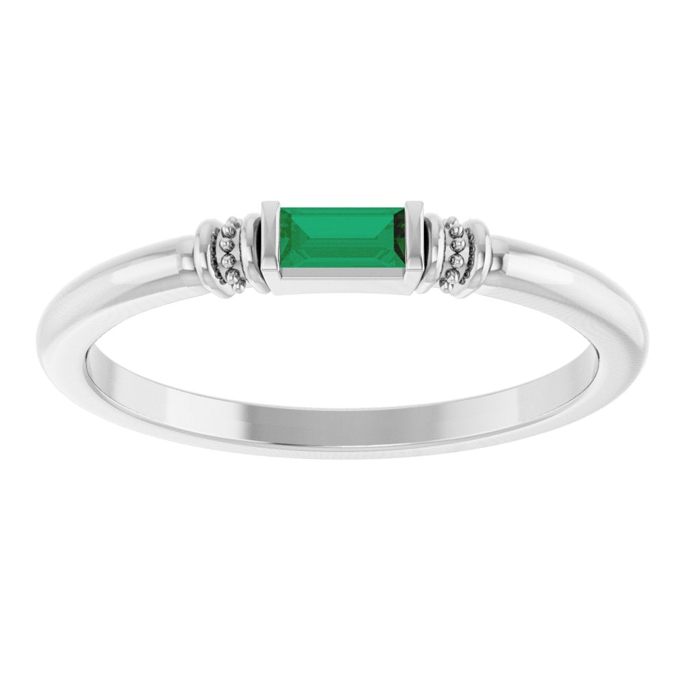 Sterling Silver Lab-Grown Emerald Stackable Ring