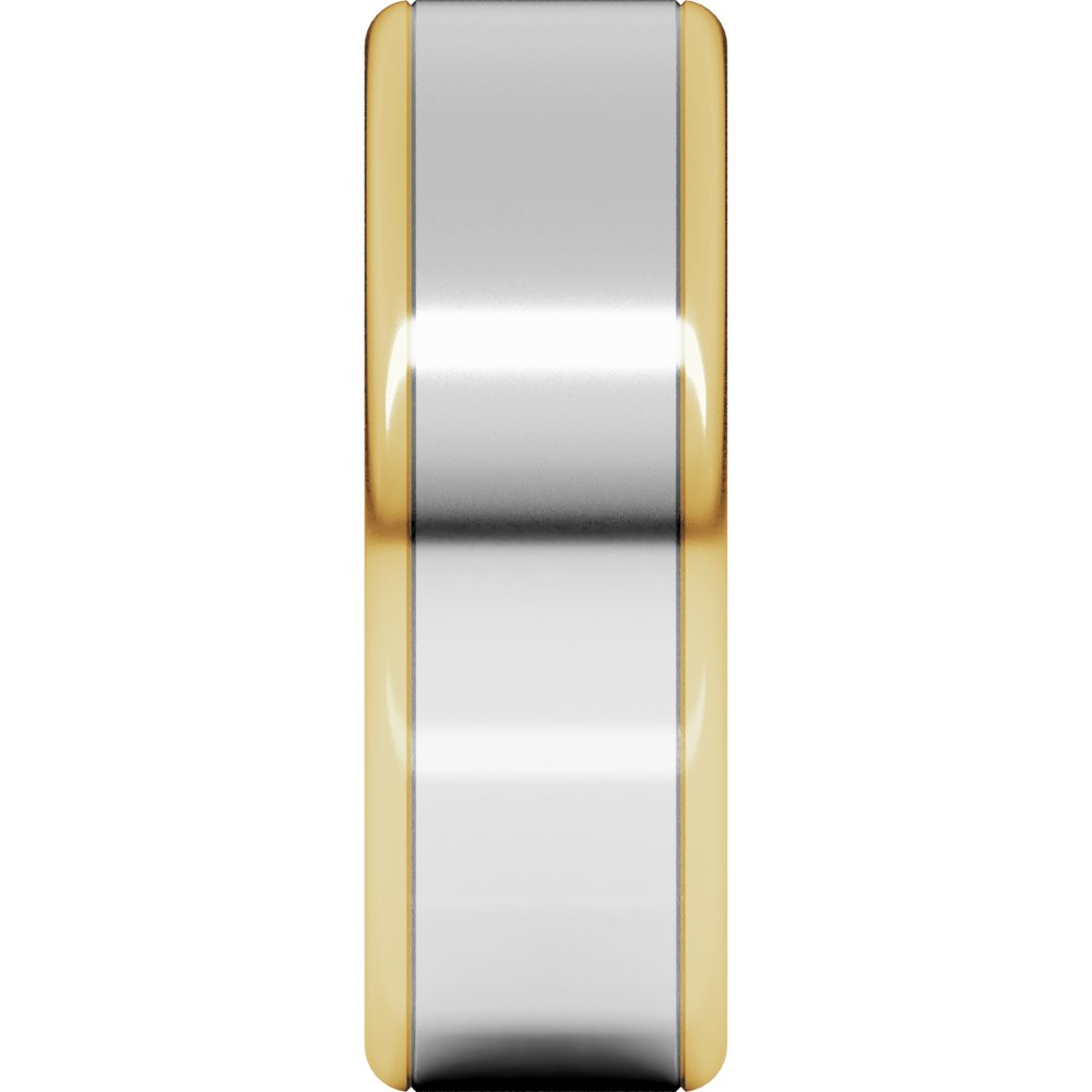 14K Yellow/White 7 mm Round Edge Flat Band Size 9