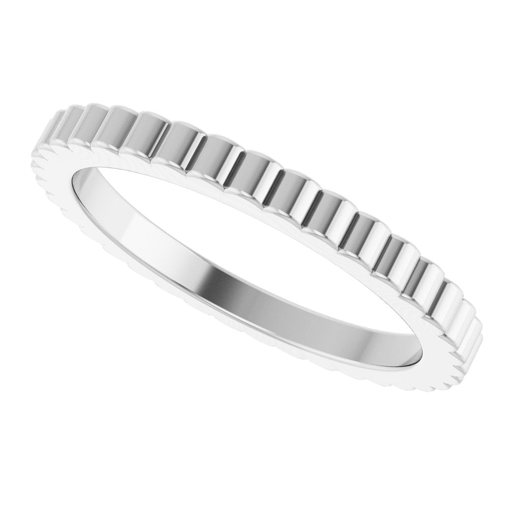 14K White 1.5 mm Grooved Half Round Band Size 5