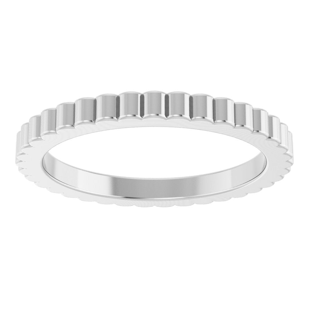 14K White Gold 1.5 mm Grooved Half Round Band Size 5