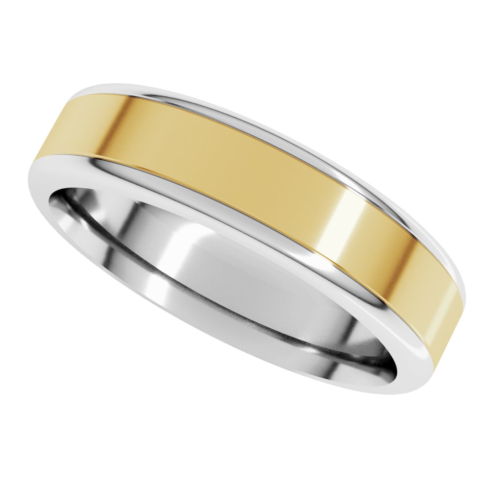 14K White/Yellow 5 mm Round Edge Flat Band Size 7