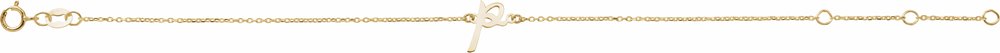 14K Yellow Gold Initial P 6 1/2-7 1/2" Bracelet