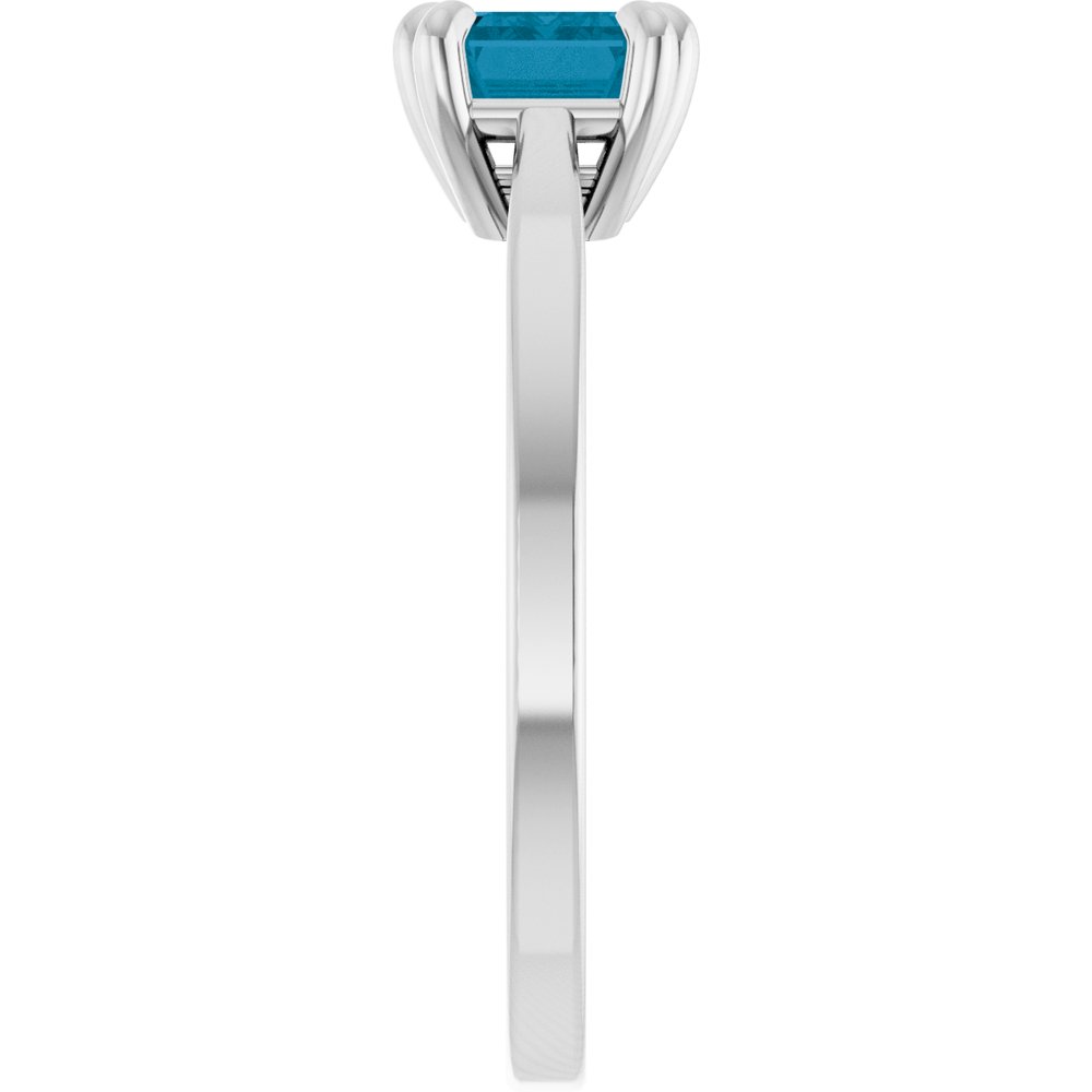 14K White Natural London Blue Topaz Ring