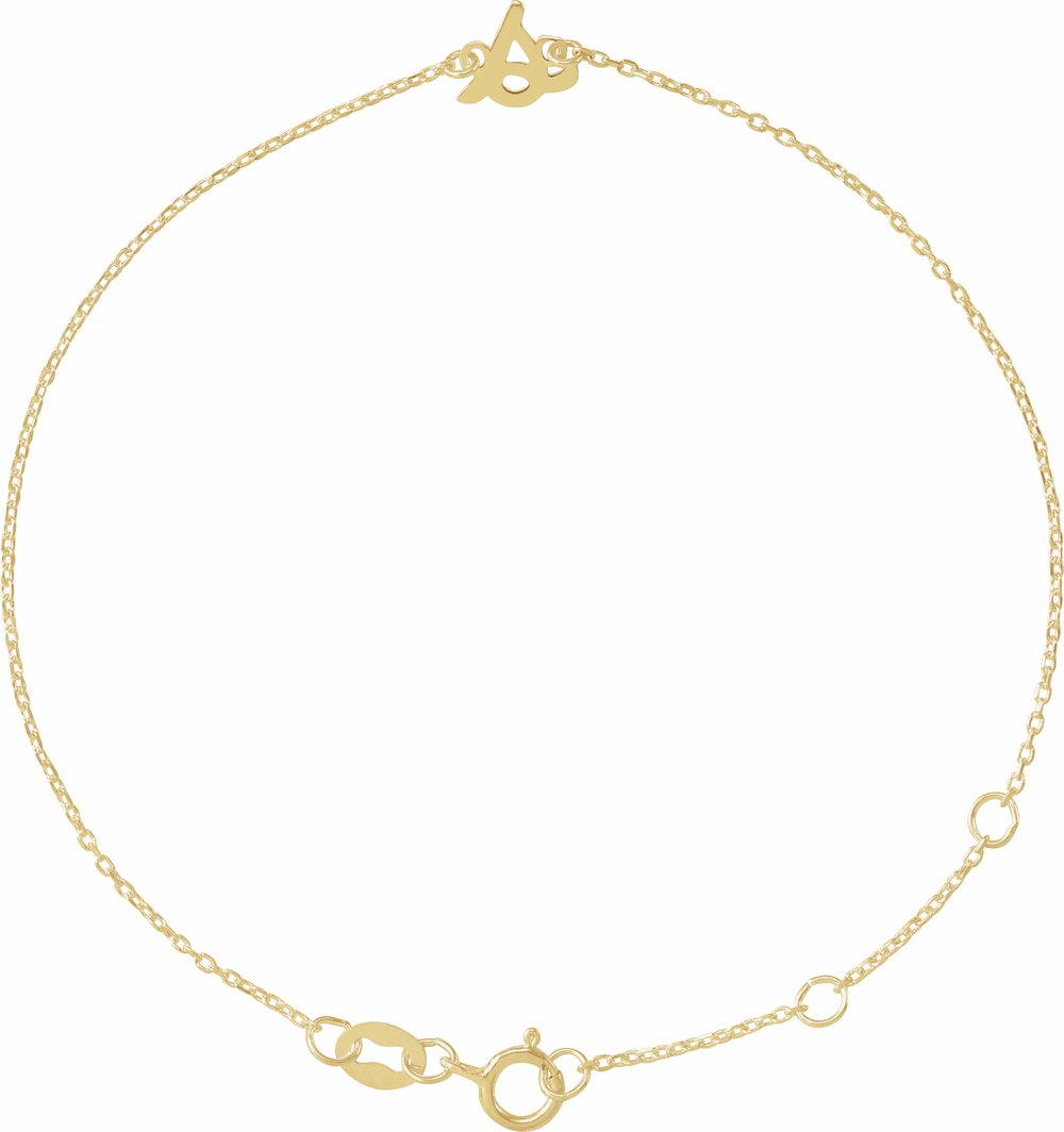 14K Yellow Initial S 6 1/2-7 1/2" Bracelet