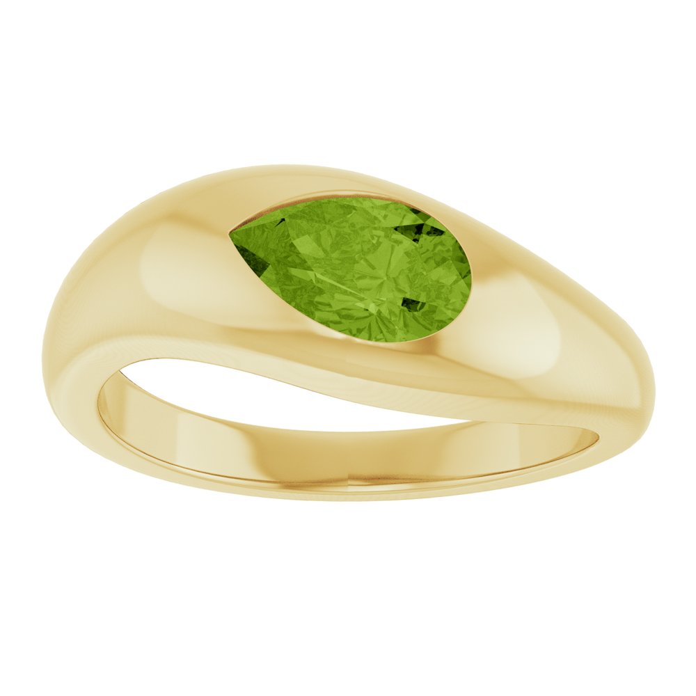 14K Yellow Gold Natural Peridot Ring