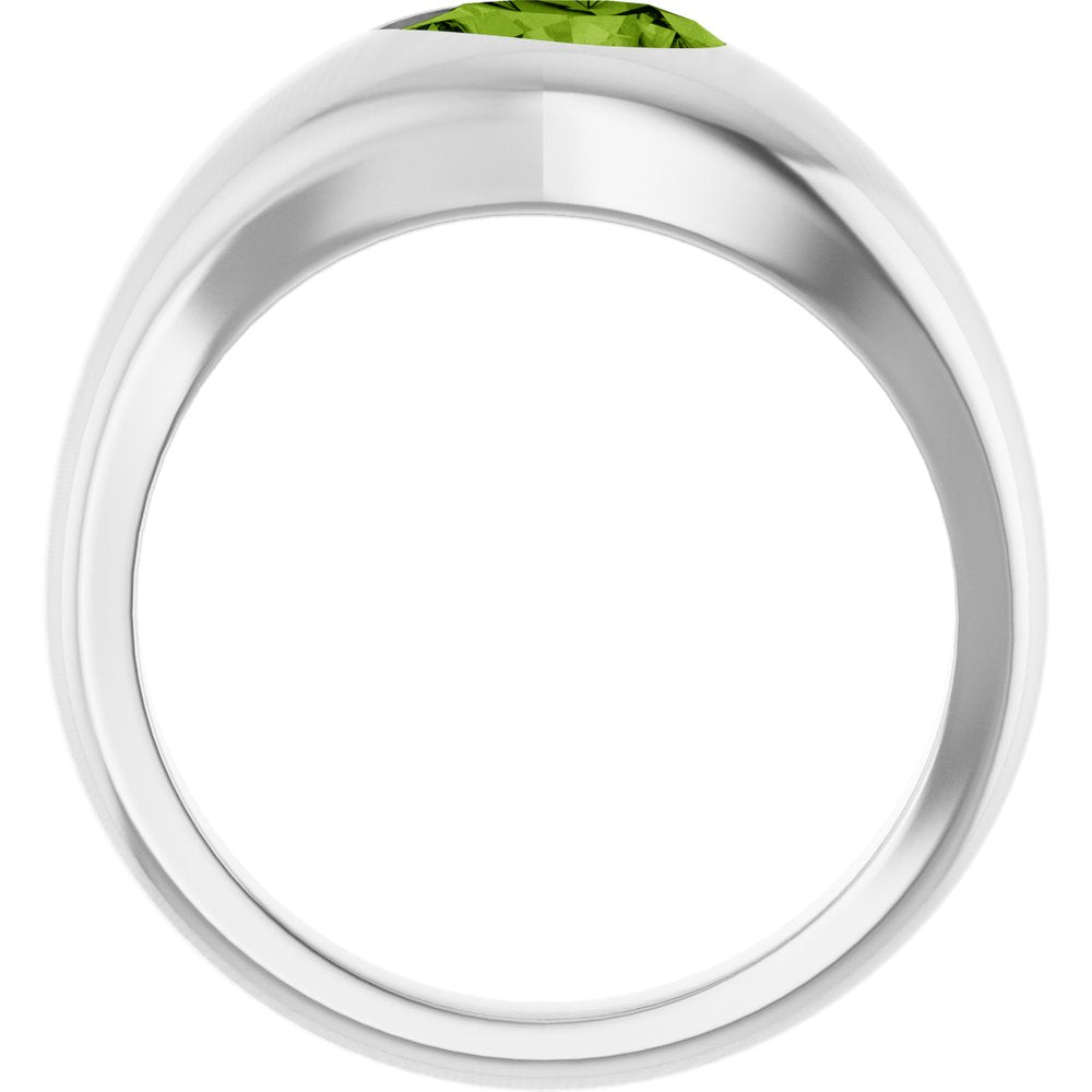 14K White Gold Natural Peridot Ring