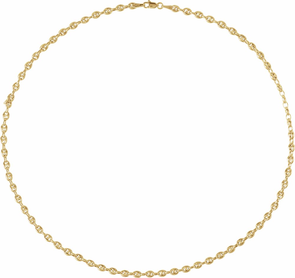 14K Yellow Gold 3.8 mm Hollow Puffed Anchor 20" Chain