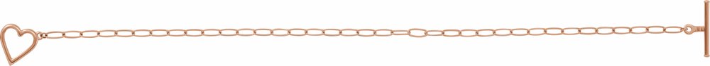 14K Rose Gold Heart & Paperclip-Style Chain 6" Bracelet