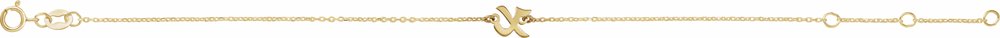 14K Yellow Gold Initial X 6 1/2-7 1/2" Bracelet