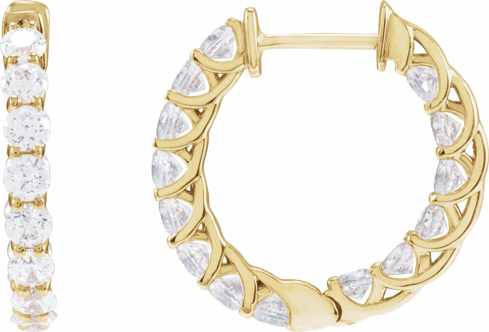 14K Yellow Gold 2 1/5 CTW Lab-Grown Diamond Inside-Outside 19.7 mm Hoop Earrings