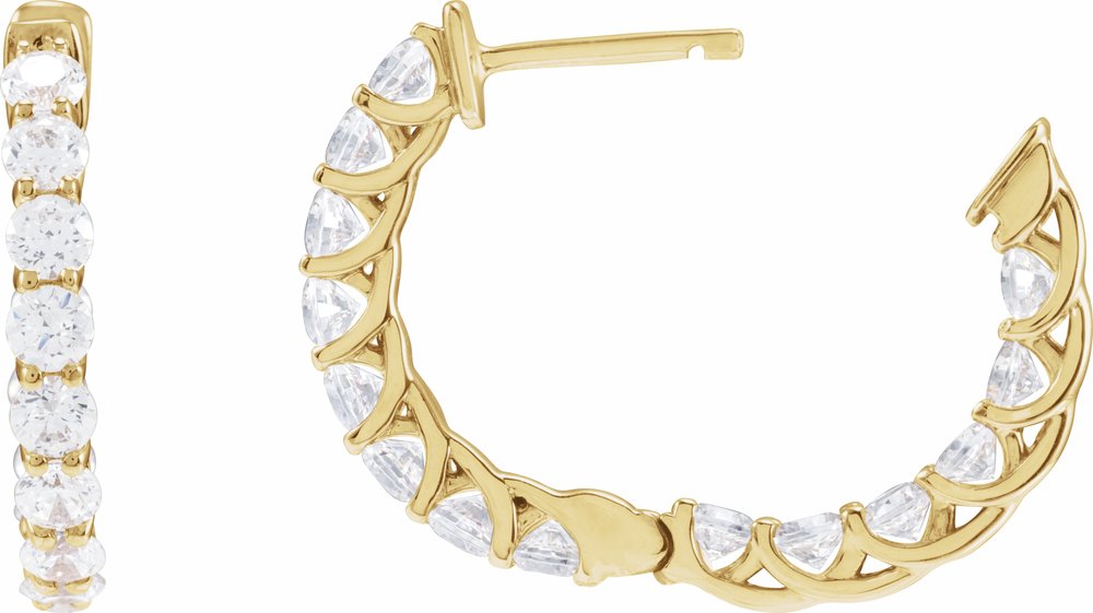 14K Yellow Gold 2 1/5 CTW Lab-Grown Diamond Inside-Outside 19.7 mm Hoop Earrings