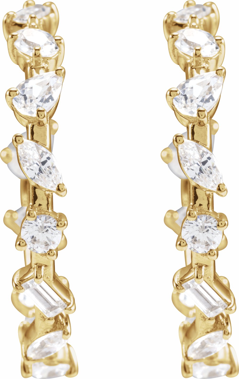 14K Yellow Gold 2 CTW Lab-Grown Diamond 24.4 mm Hoop Earrings