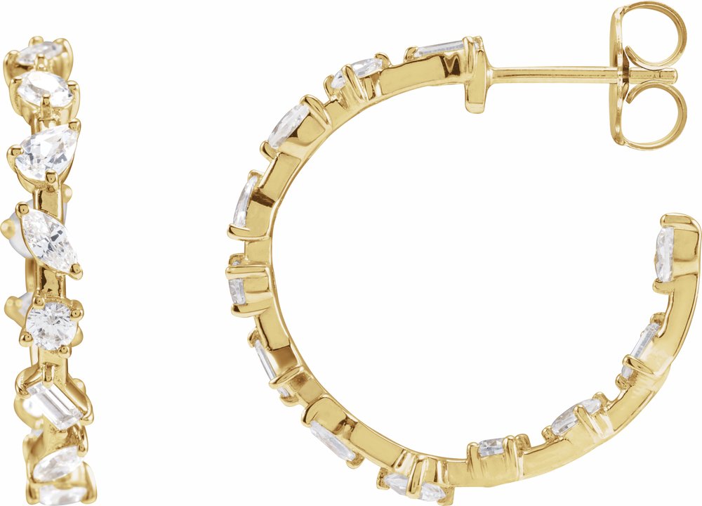 14K Yellow Gold 2 CTW Lab-Grown Diamond 24.4 mm Hoop Earrings