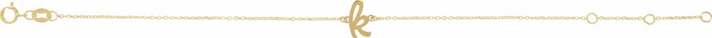 14K Yellow Gold Initial K 6 1/2-7 1/2" Bracelet