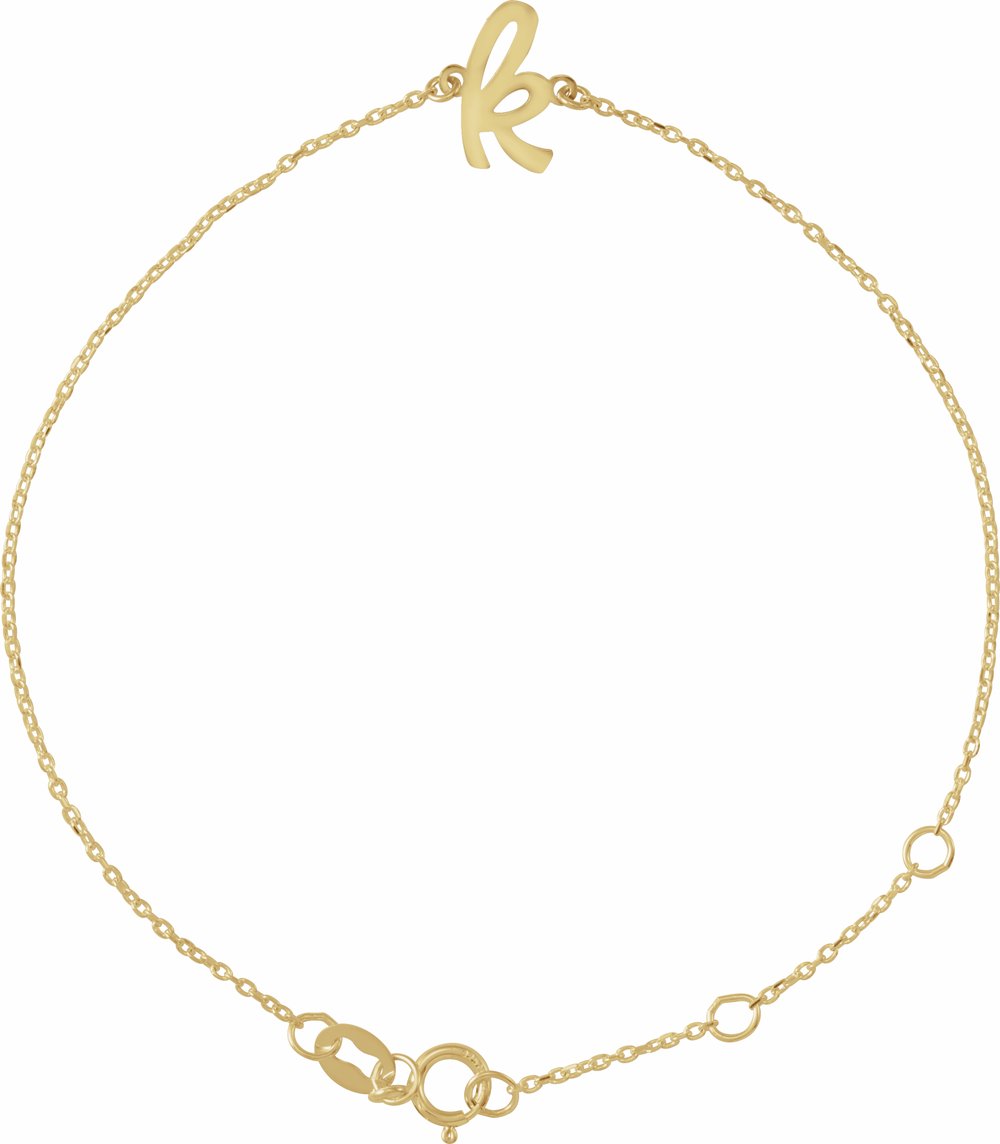 14K Yellow Gold Initial K 6 1/2-7 1/2" Bracelet