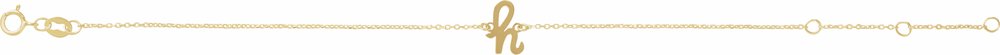 14K Yellow Gold Initial H 6 1/2-7 1/2" Bracelet