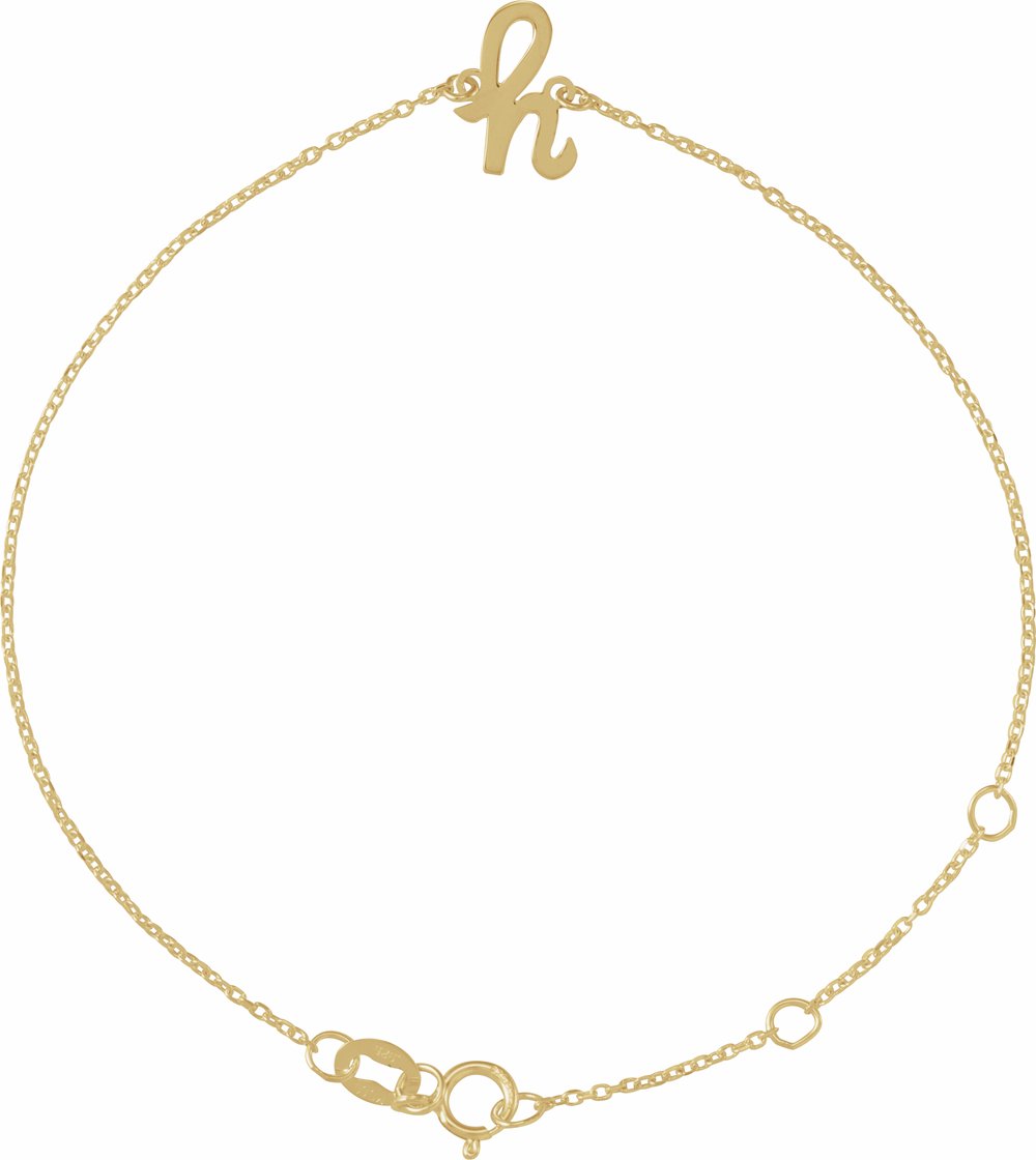 14K Yellow Gold Initial H 6 1/2-7 1/2" Bracelet