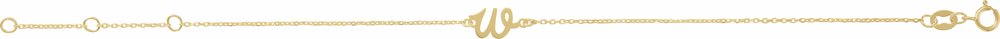 14K Yellow Gold Initial W 6 1/2-7 1/2" Bracelet