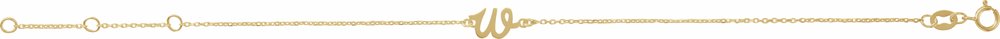 14K Yellow Gold Initial W 6 1/2-7 1/2" Bracelet